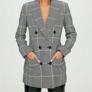 Aritzia Wilfred 0 Margaux Blazer Double Breasted Houndstooth